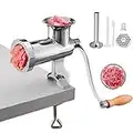 VEVOR Manual Meat Grinder Tabletop Clamp, 2 Grinding Plates & Sausage Stuffer, Ideal for Home Kitchen, Stainless Steel, Silver