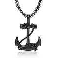 Feraco Anchor Necklace for Men Vintage Navy Nautical Pirate Pendant Stainless Steel Anchor Chain Necklace, 21.6 inch