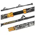 Fiblink 1-Piece Saltwater Offshore Trolling Rod 6-Feet Big Game Rod Conventional Boat Fishing Pole (30-50lbs)