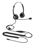 Cuffia Telefonica Binaural RJ9 Call Center Headset con microfono per cancellazione di rumore per Cisco Yealink Snom Fanvil Huawei Dlink Htek Akuvox Escene