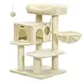 FEANDREA Arbre à Chat, avec Plate-Forme d’Observation XXL, Hamac, Grande Grotte, Troncs épais en sisal, Stable, Beige PCT01M