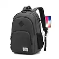 AUGUR Laptop Backpack, Travel Hiking Computer Bag for Women & Men, Water Resistant Lightweight College School Bookbag, Slim Business Backpack w/USB Charging Port Fits 15.6-inch Notebook (Mars Black)