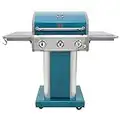 Kenmore 3-Burner Outdoor BBQ Grill | Liquid Propane Barbecue Gas Grill with Folding Sides, PG-A4030400LD-TL, Pedestal Grill with Wheels, 30000 BTU, Teal