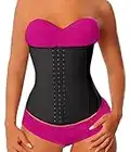 YIANNA Femme Gaine Ventre Plat Amincissante Long Torse Corset Minceur Latex Waist Trainer Serre Taille Ceinture Invisible Sport Noir,110288 Size S