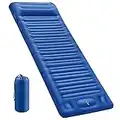 JEMULICE Matelas de Camping avec Pompe à Pied, Épaisseur Améliorée 12CM Tapis de Couchage Autogonflant, Matelas Randonnée avec Oreiller, Matelas Gonflable Ultraléger pour Camping,Tente,Randonnée