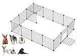 LANGXUN Metal Wire Storage Cubes Organizer, DIY Small Animal Cage for Rabbit, Guinea Pigs, Puppy | Pet Products Portable Metal Wire Yard Fence (Black, 16 Panels)