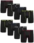 Reebok Men's Underwear - Performance Boxer Briefs (8 Pack), Size Large, All Black/Contrast Stitching