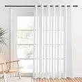 PONY DANCE Divider Door Curtain Voile - Extra Long Voile Curtain Eyelet Top Sliding Glass Door Partition Thick Sheers Privacy Protected Net Curtain, 1 Panel, W 100 inch x L 84 inch, White