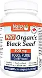 Naka PRO ORGANIC Black Cumin Seed Oil Super BONUS SIZE - 180 Softgels (150 + 30 FREE) 500 mg 100% Cold Pressed, with Thymoquinone, solvent free, alcohol free, non Irradiated, GMO free