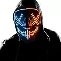 Wlevzzor Halloween LED Scary Mask Cosplay Costume Light up Purge Mask EL Wire Mask for Festival Party Halloween Gifts LED Mask (Blue + Orange)