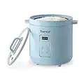 Topwit Mini Rice Cooker, 2 Cups Uncooked Rice Cooker Small with Glass Cover, 1.2L Portable Non-Stick Small Rice Cooker, Smart Control Rice Maker with 24H Delay Start & Keep Warm, Blue