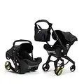 Doona+ Baby Car Seat & Travel Stroller with Matching Bag - Convertible 0+ Car Seat and Pram with 5 Point Safety Harness - Ergonomic Pushchair and Travel System - Midnight Limited Edition