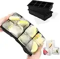 LessMo XXL Cubitera de Silicona con Tapa I Bandeja de Hielo I Paquete Doble I Bruto 5x5cm (2 Inch) Cubos de Hielo I -40 – 260°C I BPA – Free (Negro)