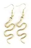 Gold snake earrings asp cleopatra toga serpent dangle 2 3/8 inches long lightweight medusa costume