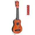 Kids Guitar Musical Toy Ukulele Classical Instrument(Brown),with Extra Harmonica 16 Holes