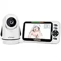 VTimes Baby Monitor, 5” Display Video Baby Monitor with Camera and Audio Remote Pan-Tilt-Zoom 355°Rotatable Wide View,No WiFi Two Way Audio Talk,Infrared Night Vision,8 Lullabies for Newborn/Eldy/Pet …