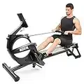 Dripex Magnetic Rowing Machine for Home Use, Super Silent Indoor Rower with 15-Level Adjustable Resistance, Double Aluminum Rail, LCD Monitor Fit for Home Gym, Cardio & Strength Training (Black)