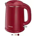 Secura Stainless Steel Double Wall Electric Kettle Water Heater for Tea Coffee w/Auto Shut-Off and Boil-Dry Protection, 1.0L (Red)