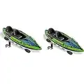 Intex Challenger K2 2-Person Inflatable Sporty Kayak + Oars And Pump (2 Pack)