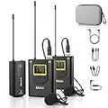 BALILA Microfono Lavalier Wireless per Smartphone iPhone Android Fotocamera- UHF Sistema Microfono Senza Fili con 2 trasmettitore +1 ricevitore per Podcast Studio Registrazione Videocamera Youtube