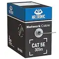 Mr. Tronic Cavo Ethernet Cat 5E da 305m Bulk Cabel, Cavo di Rete LAN Cat 5E ad Alta Velocità Per Connessione Internet Veloce 1 Gbps – 100 MHz AWG24 Cavo Sfuso | Cavo UTP CCA (305 Metri, Grigio)