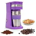 Ultimate 2-In-1 Single Cup Coffee Maker & 14oz Travel Mug Combo | Portable & Lightweight Personal Drip Coffee Brewer & Tumbler Advanced Auto Shut Off Function & Reusable Eco-Friendly Filter (Lavender)