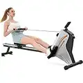 YOSUDA Magnetic Rowing Machine with 16 Resistance Levels, 265 LB Weight Capacity - Compact Rower for Home Use with LCD Monitor and Comfortable Seat Cushion