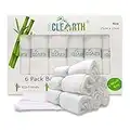 ACLEARTH® (White Bamboo Wash Cloths (6 pc) Bamboo Face Cloth - 25 x 25cm Soft Face Wash Cloth Flannels for Washing Face, Skin Sensitive, Makeup Removal, Premium, Adult, Body, Babies, Kids, Baby Gift