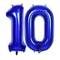 Huge Navy Blue Balloon Number 10,40 Inch blue 10th Mylar Foil Helium Birthday Decoration Balloons，Blue 10 Balloons For Wedding Anniversary Birthday Party Decors,10 year old boy girl birthday Balloons