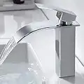 kisimixer Moderne Robinet Salle de Bain Cascade, Design Elégant Robinet Lavabo, Mitigeur en Laiton, Eau Chaude et Froide Disponible, Robinetterie Chromé G 3/8