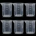 100ml Clear Plastic Liquid Measuring Cup-Small Transparent Medicine Lab Graduated Cup Medium Size Household Kitchen Cooking Measure Containers (6 Pcs)