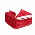 MIULEE Couverture 125x150cm Flanelle en Motif Granulé Laine Plaid d'hiver Lestée Fourrée Très Doux Souple Durable Chaud pour Canapé Chaise Chambre Lit Enfant Bebe Adulte à Repos et Sieste Rouge