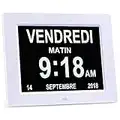 8" LCD Horloge Numérique Calendrier avec Date, Horloge Calendrier avec Date, Jour et Heure | Horloge Alzheimer | Horloge pour Les Seniors,C'est pour Les Parents (Blanc)