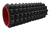 IBF Iron Body Fitness Acupoint Foam Roller - 12", High-Density EVA Foam Roller for Deep Tissue Massage, Back Pain, Yoga, and Physical Therapy - Black and Red