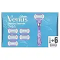 Gillette Venus Swirl, 7 Lamette di Ricambio (da 3 Lame) per Rasoio Donna e 1 Manico, per una Rasatura Morbida, Idratante e Delicata, con Flexiball per Adattarsi alle Curve