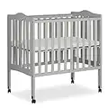 Dream On Me 2-in-1 Lightweight Folding Portable Stationary Side Crib in Pebble Grey, Greenguard Gold Certified, Baby Crib to Playpen, Folds Flat for Storage, Locking Wheels