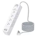 Power Strip Surge Protector - Addtam 12 Outlets(3-Side) and 3 USB Ports 5 Ft Long Extension Cord, Flat Plug Overload Surge Protection Outlet Strip, Wall Mount for Home, Office and More