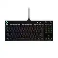 Logitech G Pro TKL Teclado Gaming Mecánico sin Teclado numérico, Teclas GX-Clicky Azules, RGB LIGHTSYNC, Diseño portátil para Esports, Cable Micro USB Desmontable, QWERTY Español - Negro