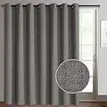 Rose Home Fashion Sliding Door Curtains, Primitive Linen Look 100% Blackout Curtains, Thermal Insulated Patio Door Curtains-1 Panel (100x84 Dark Grey)