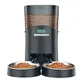 HoneyGuaridan 6.5L Comederos automáticos para Perros y Gatos con Divisor y Dos Cuencos para Doble dispensación, Temporizador,Control de Porciones, grabadora de Voz de hasta 6 Comidas al día