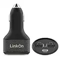 LinkOn 84W Cargador De Auto USB C con Puertos 60W PD3.0 Y 18W QC3.0 Compatible con MacBook DELL HP ASUS Acer Xiaomi Samsung Huawei iPhone iPad FCP SCP Apple