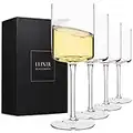 Calici Vino Bianco - Set di 4 Bicchieri Vino Rosso o Bianco Grandi - Regalo Esclusivo Per Lei, Lui, Matrimonio, Anniversario, Natale, Compleanno - 400 ml, Cristallo Premium