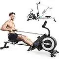 Rowing Machine - Foldable Rowing Machine with LCD Monitor, Enhance 16 Level Magnetic Resistance for Full-body workout, Upgrade Flywheel, Space Saving Design Magnetic Rowing Machine for Home Gym