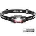 Lepro LED Headlamp, Waterproof Flashlight Head Lamp with 4 Light Modes, Battery-Powered Headlights for Camping, Hunting, Climbing, Running Outdoor, Battery Included