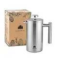 Groenenberg French Press aus Edelstahl | 1 Liter (5 Tassen) | Erhältlich in 3 Größen | Thermo Kaffeebereiter doppelwandig isoliert | Kaffeepresse inkl. Ersatzfiltern & Anleitung | Coffee Press