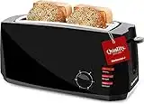 Elite Gourmet ECT4829B Long Slot 4 Slice Toaster, 6 Toast Settings Toaster Defrost, Reheat, Cancel Functions, Slide Out Crumb Tray, Extra Wide Slots for Bagels Waffles, Black