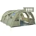 CampFeuer Tente Tunnel Multi pour 4 Personnes | Immense Vestibule, 5000 mm de Colonne d'eau | avec Tapis de Sol et paroi Frontale réglable | Tente de Camping Tente familiale (Vert Olive)