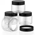 4 Pieces Round Clear Wide-mouth Leak Proof Plastic Container Jars with Lids for Travel Storage Makeup Beauty Products Face Creams Oils Salves Ointments DIY Slime Making or Others (Black, 2 Ounce)