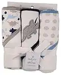 Cudlie Buttons and Stitches Baby Boys 3 Pack Infant Hooded Towel, Triceratops Prints (GS71365)