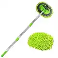 WillingHeart 47.5" Car Wash Brush Mop Cleaning Tool with Long Handle Kit for Washing Detailing Cars Truck, SUV, RV, Trailer, Boat 2 in 1 Chenille Microfiber Sponge Duster Not Hurt Paint Scratch Free